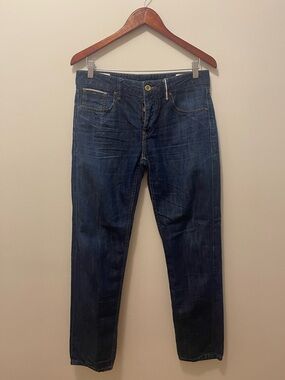 Jack and Jones Men's Dark Blue Comfort Slim Cropped Jeans